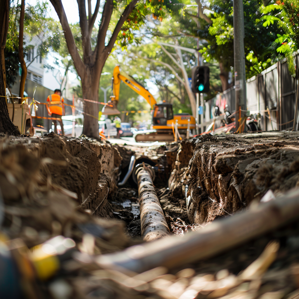 Trench excavation for pipe repairs in Drummoyne conducted by our experienced plumbers.